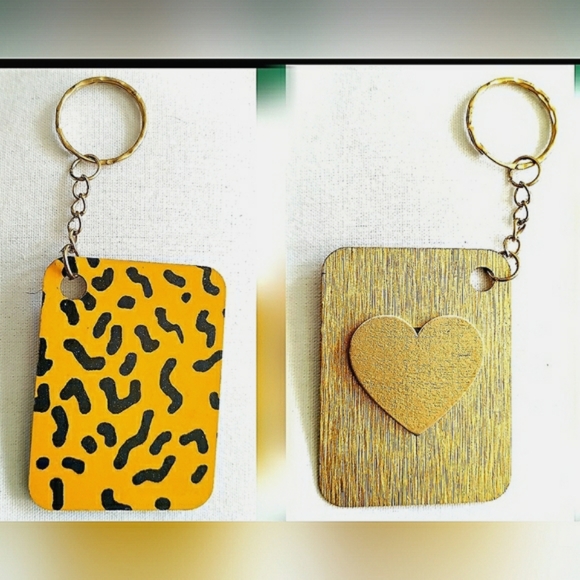 NEW Handmade Keychain Bag Tag! Italian Wood ArtDeco1. "I LOVE My Bag" Wood Heart - Picture 6 of 6